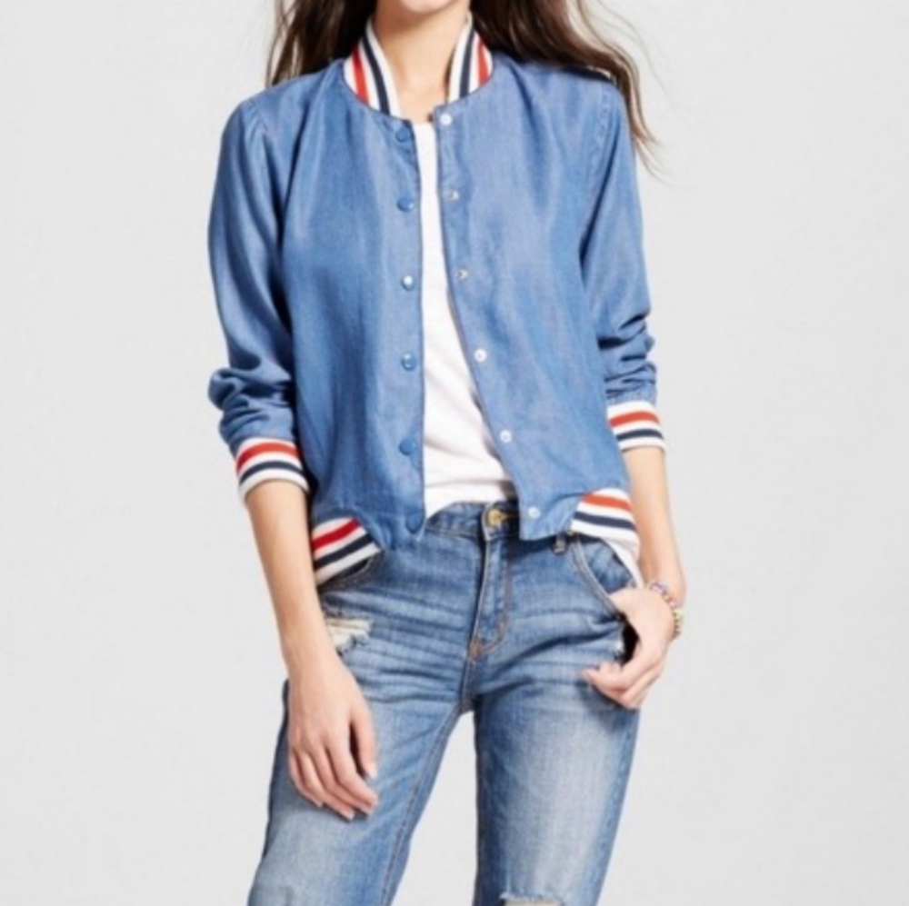 Mossimo Supply Co.Denim Jacket Red White Blue Trim